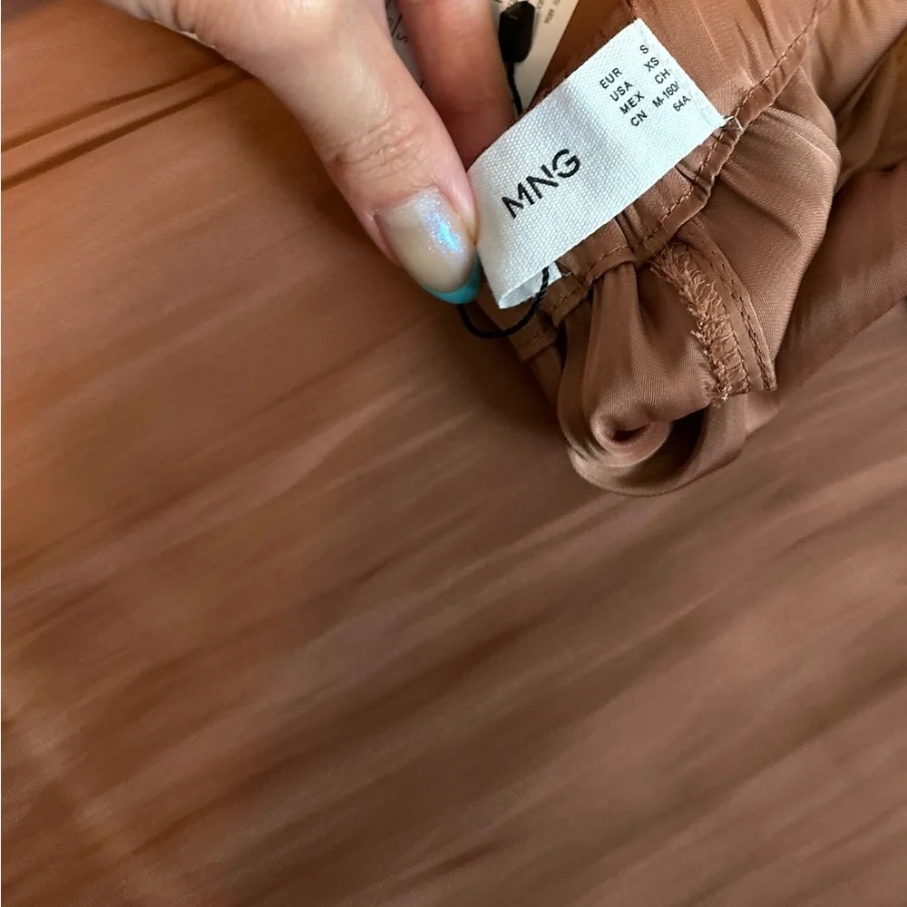 Mango Satin-Look Elastic Waist Wide-Leg Pants in Terracotta - Picture 3 of 5